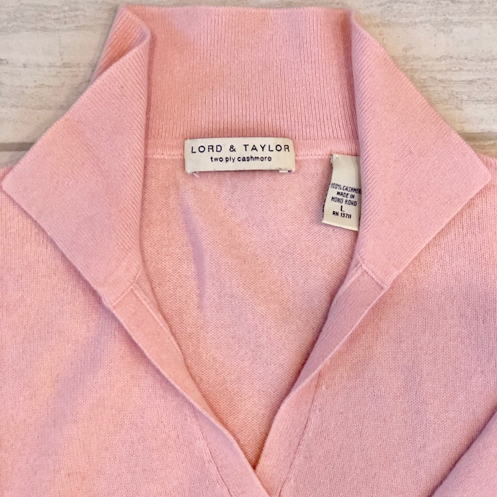 Pink L&T Cashmere V Neck Sweater